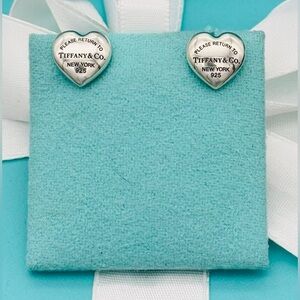 Tiffany & CO SS Silver RTT Full Heart Mini Studs EUC